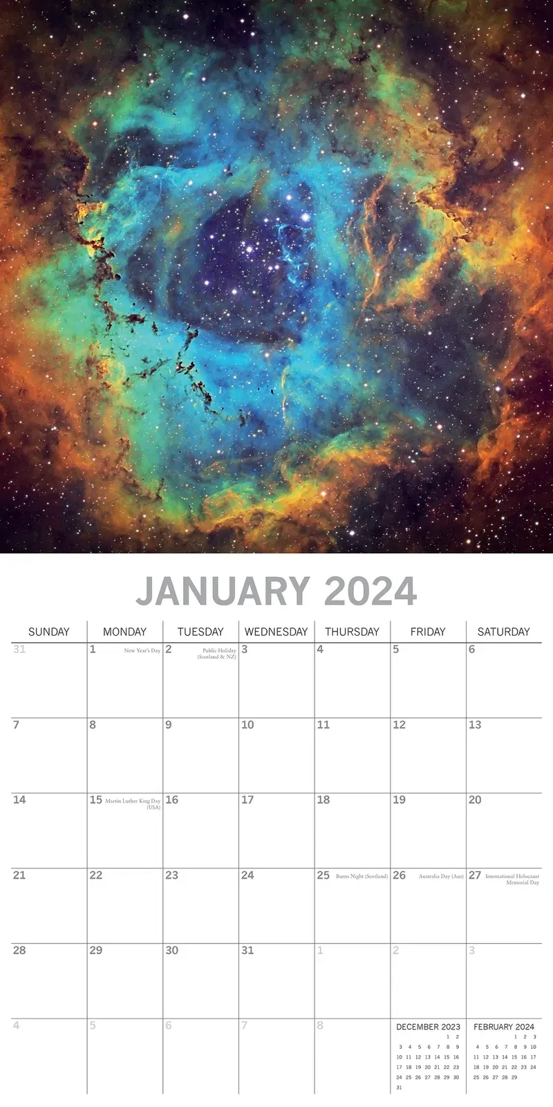 Space 2024 Square Wall Calendar 16 Month Premium Planner Christmas New Year Gift Price