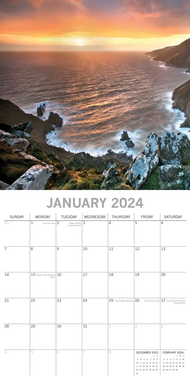 Sunsets - 2024 Square Wall Calendar 16 Months Premium Planner Xmas New Year Gift Price