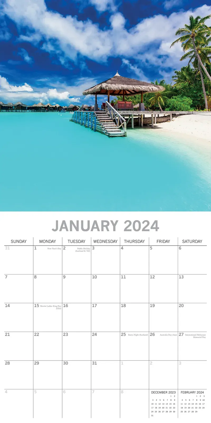 Tropical Escapes - 2024 Square Wall Calendar 16 Months Planner New Year Gift Price