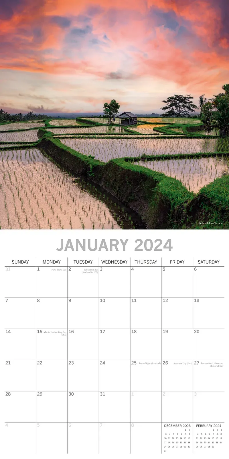 Bali 2024 Square Wall Calendar 16 Months Premium Planner Christmas New Year Gift Price
