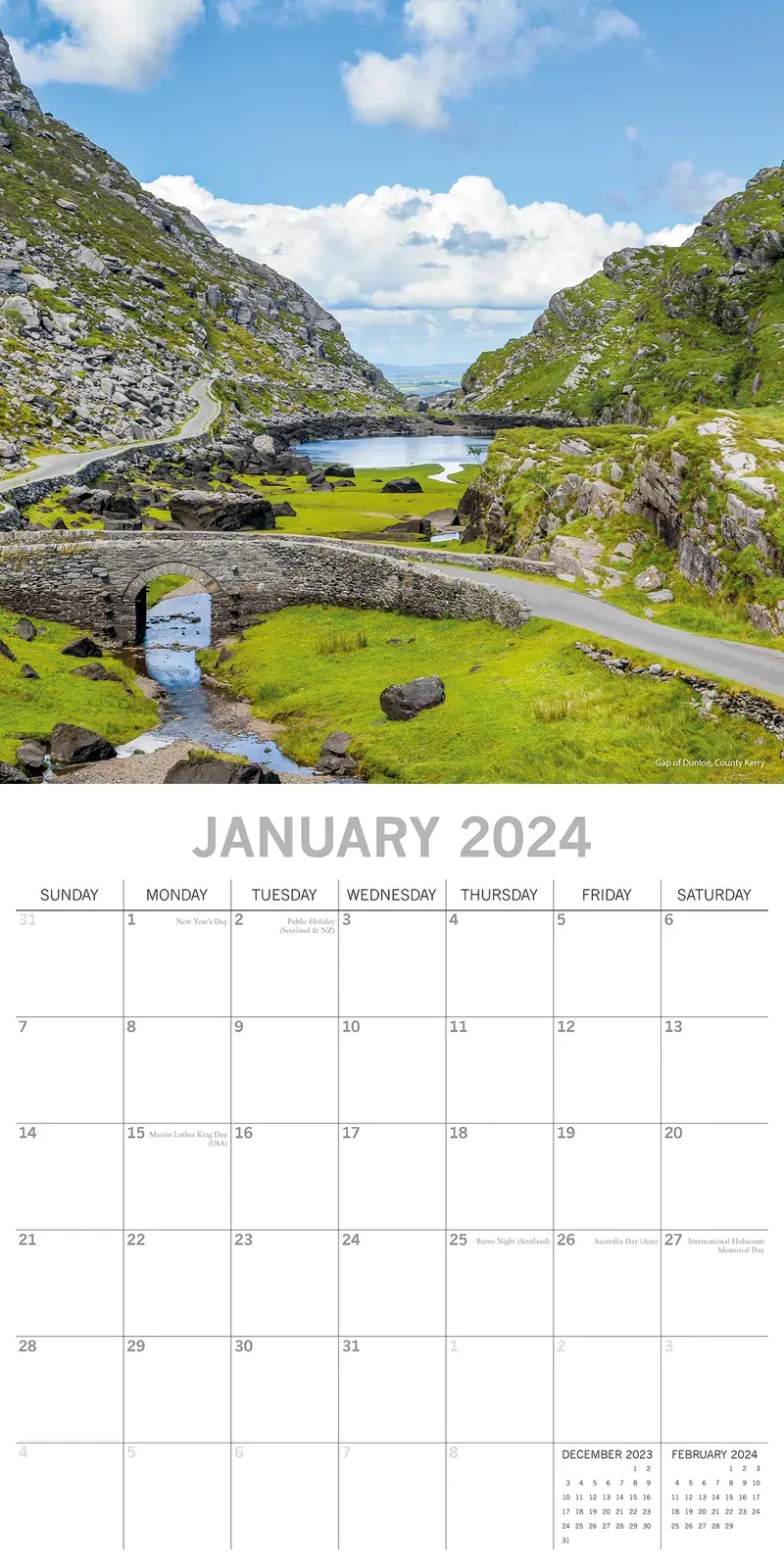 Ireland - 2024 Square Wall Calendar 16 Months Premium Planner Xmas New Year Gift Price