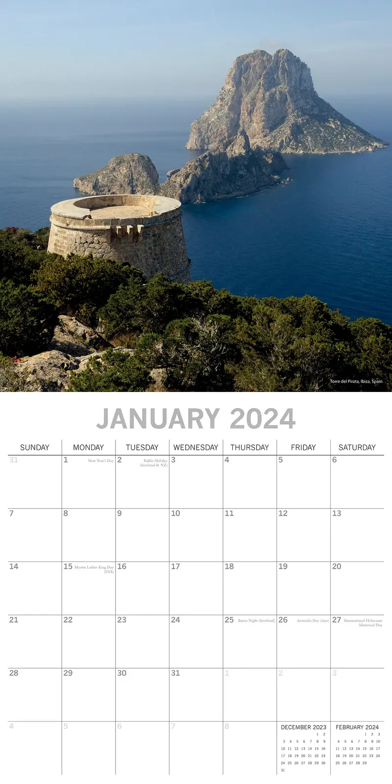 Mediterranean 2024 Square Wall Calendar 16 Month Planner Christmas New Year Gift Price