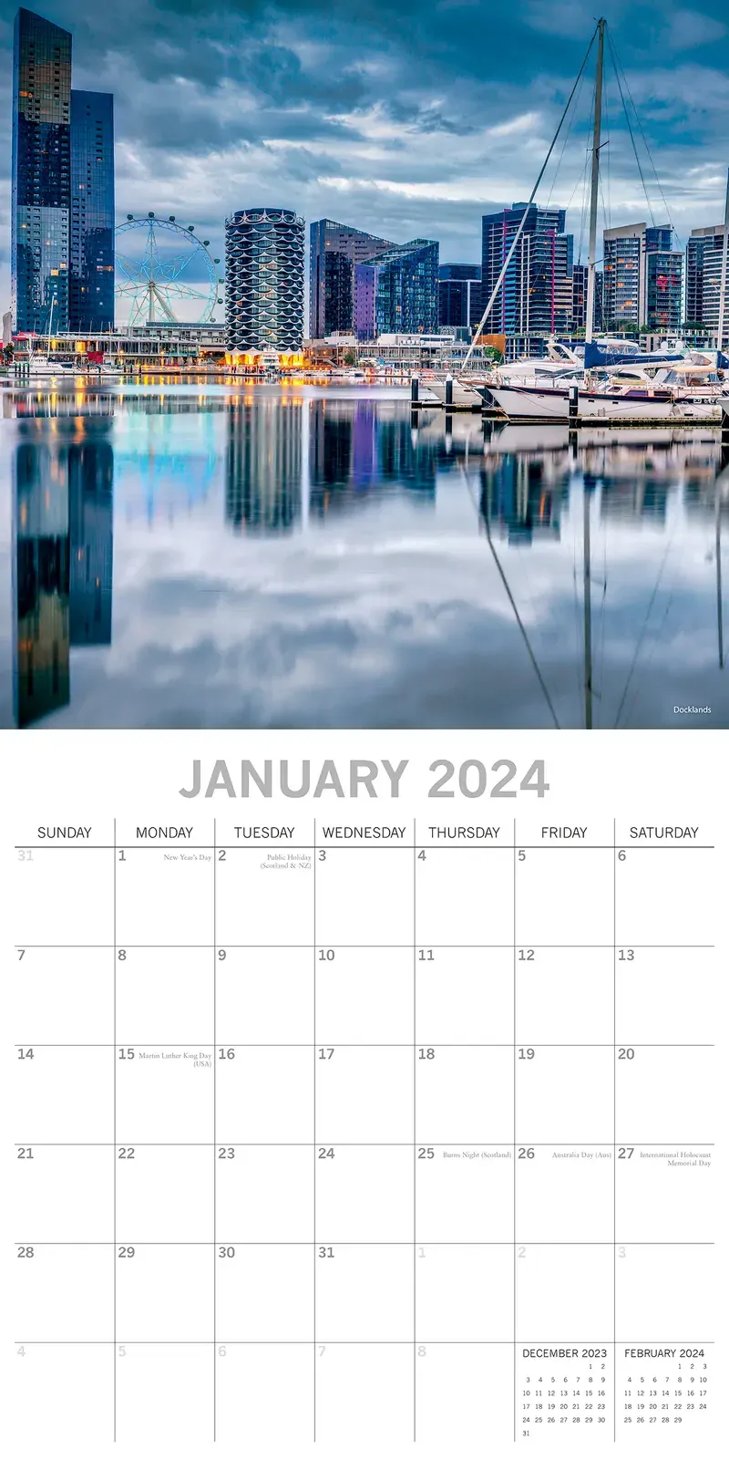 Melbourne - 2024 Square Wall Calendar 16 Months Planner Christmas New Year Gift Price