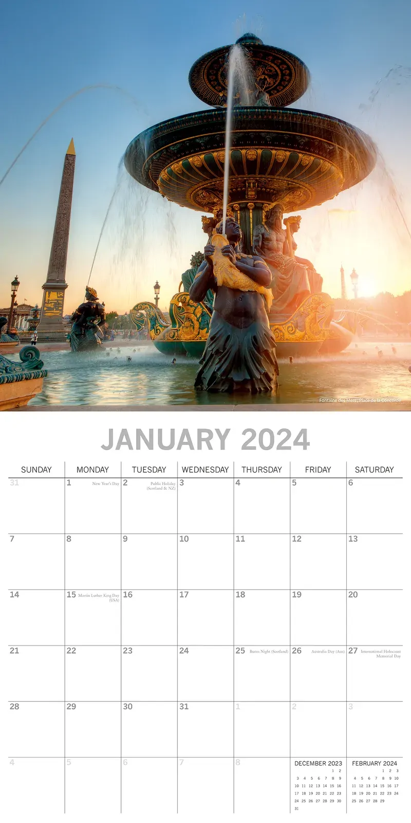 Paris 2024 Square Wall Calendar 16 Month Premium Planner Christmas New Year Gift Price