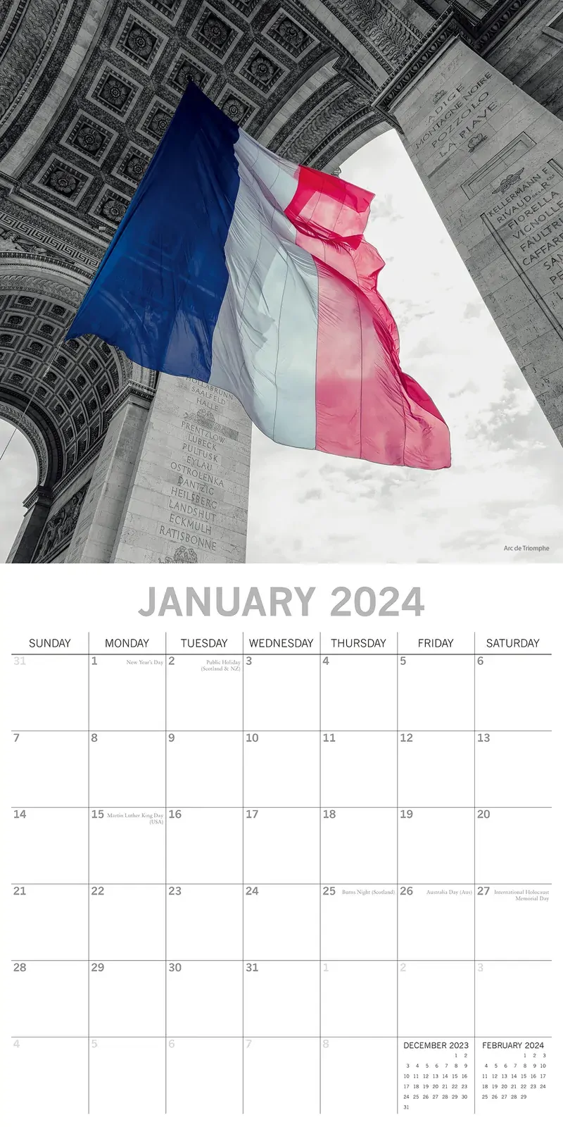 Paris Limelight - 2024 Square Wall Calendar 16 Months Planner Xmas New Year Gift Price