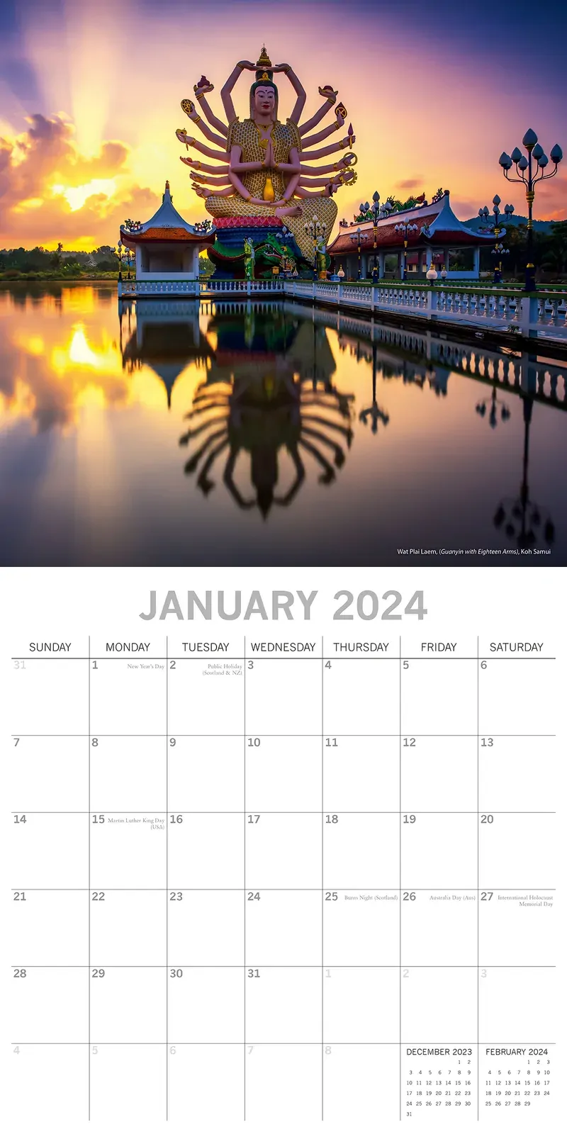 Thailand - 2024 Square Wall Calendar 16 Month Premium Planner Xmas New Year Gift Price