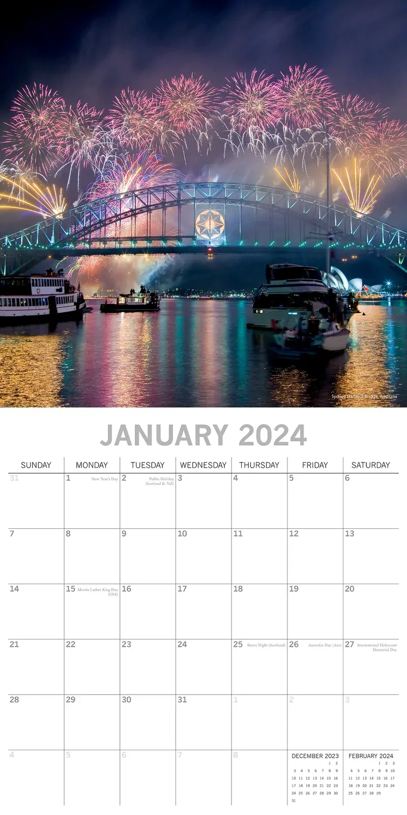 Travel the World - 2024 Square Wall Calendar 16 Months Planner New Year Gift Price