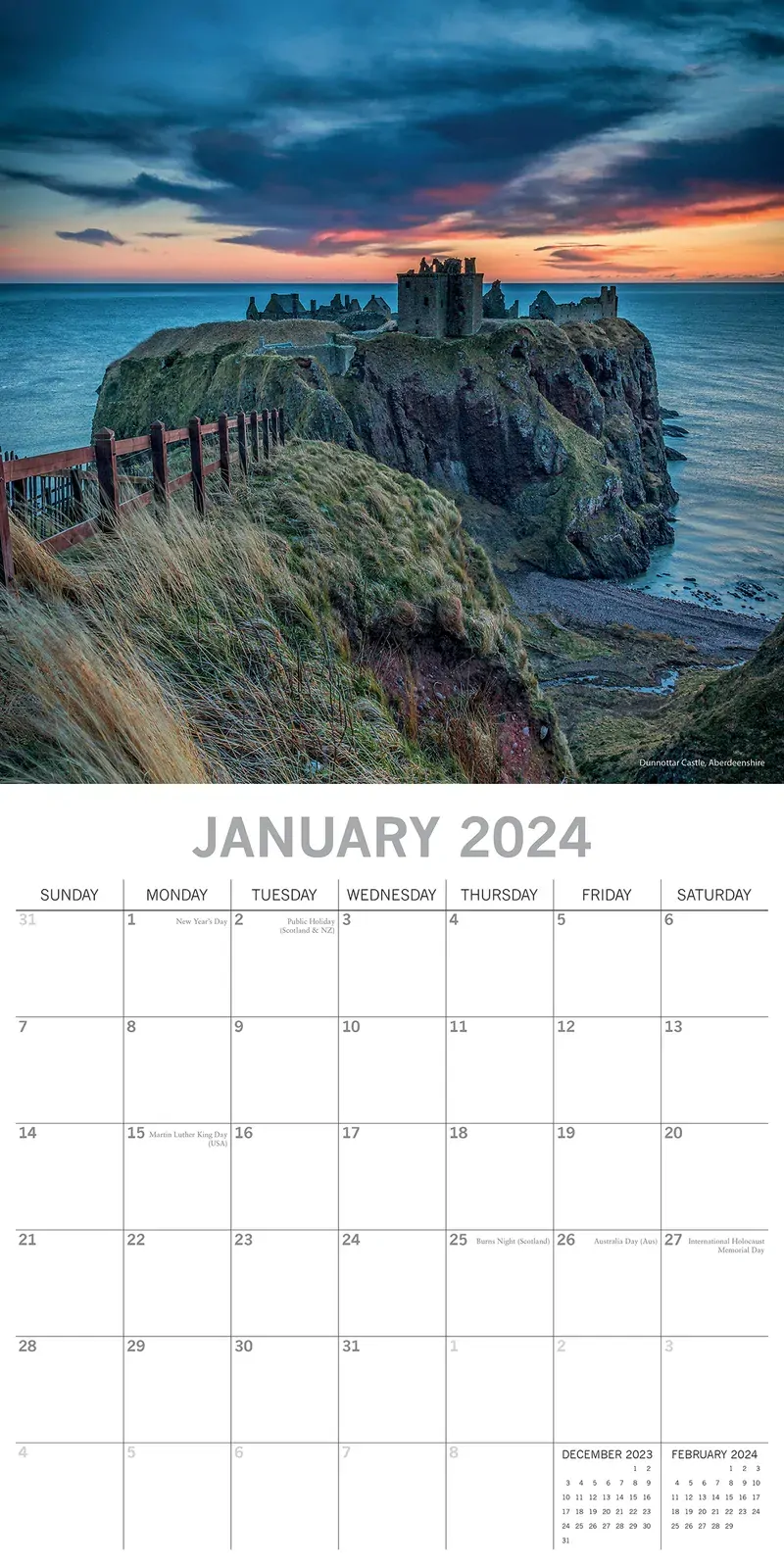 Coastlines of Britain - 2024 Square Wall Calendar 16 Months Premium Planner Gift Price