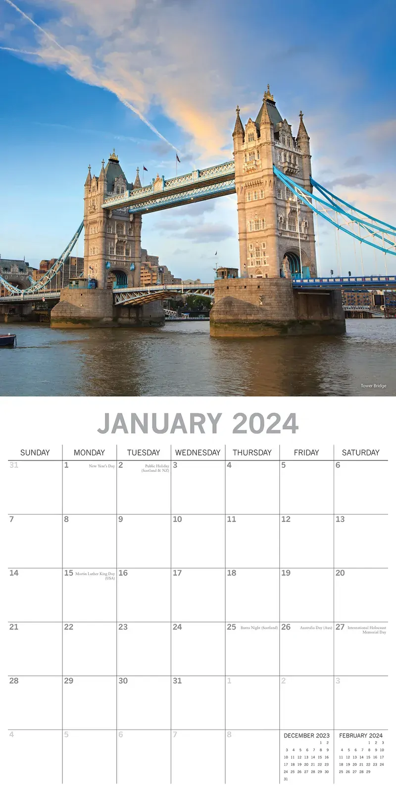 London - 2024 Square Wall Calendar 16 Months Premium Planner Xmas New Year Gift Price
