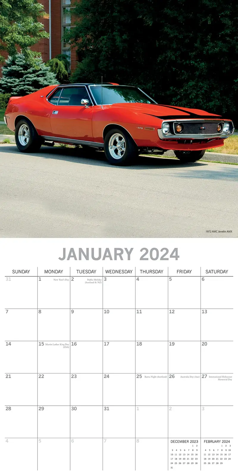American Muscle Cars - 2024 Square Wall Calendar 16 Months Planner New Year Gift Price