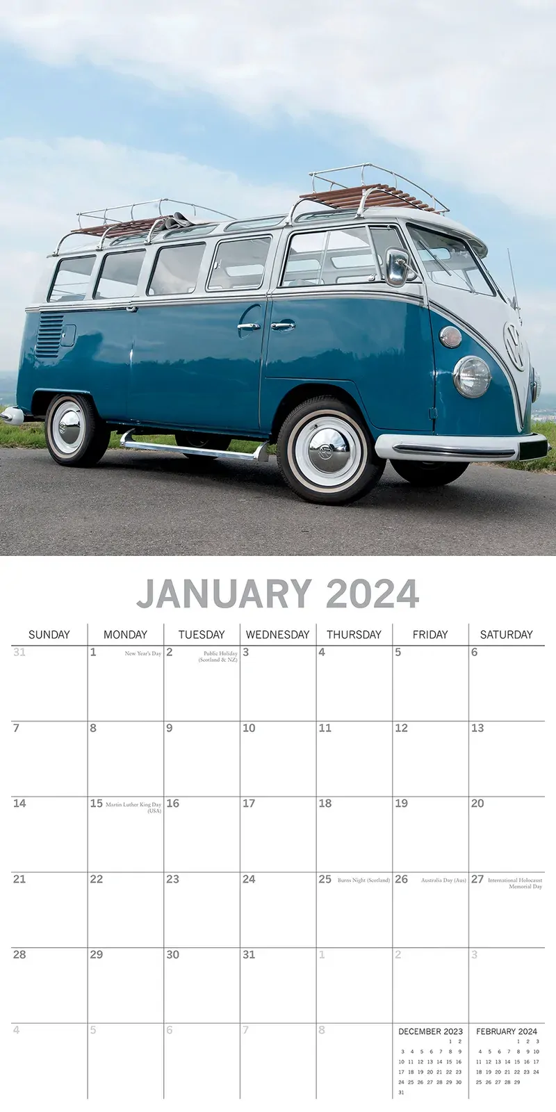 Camper Vans - 2024 Square Wall Calendar 16 Month Planner Christmas New Year Gift Price