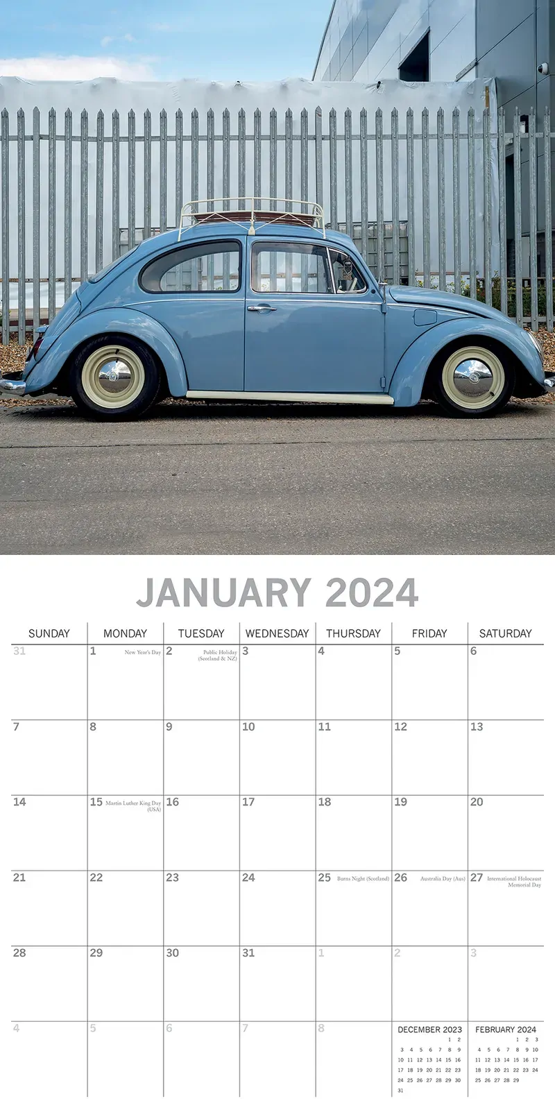 Classic Beetles - 2024 Square Wall Calendar 16 Months Planner Xmas New Year Gift Price