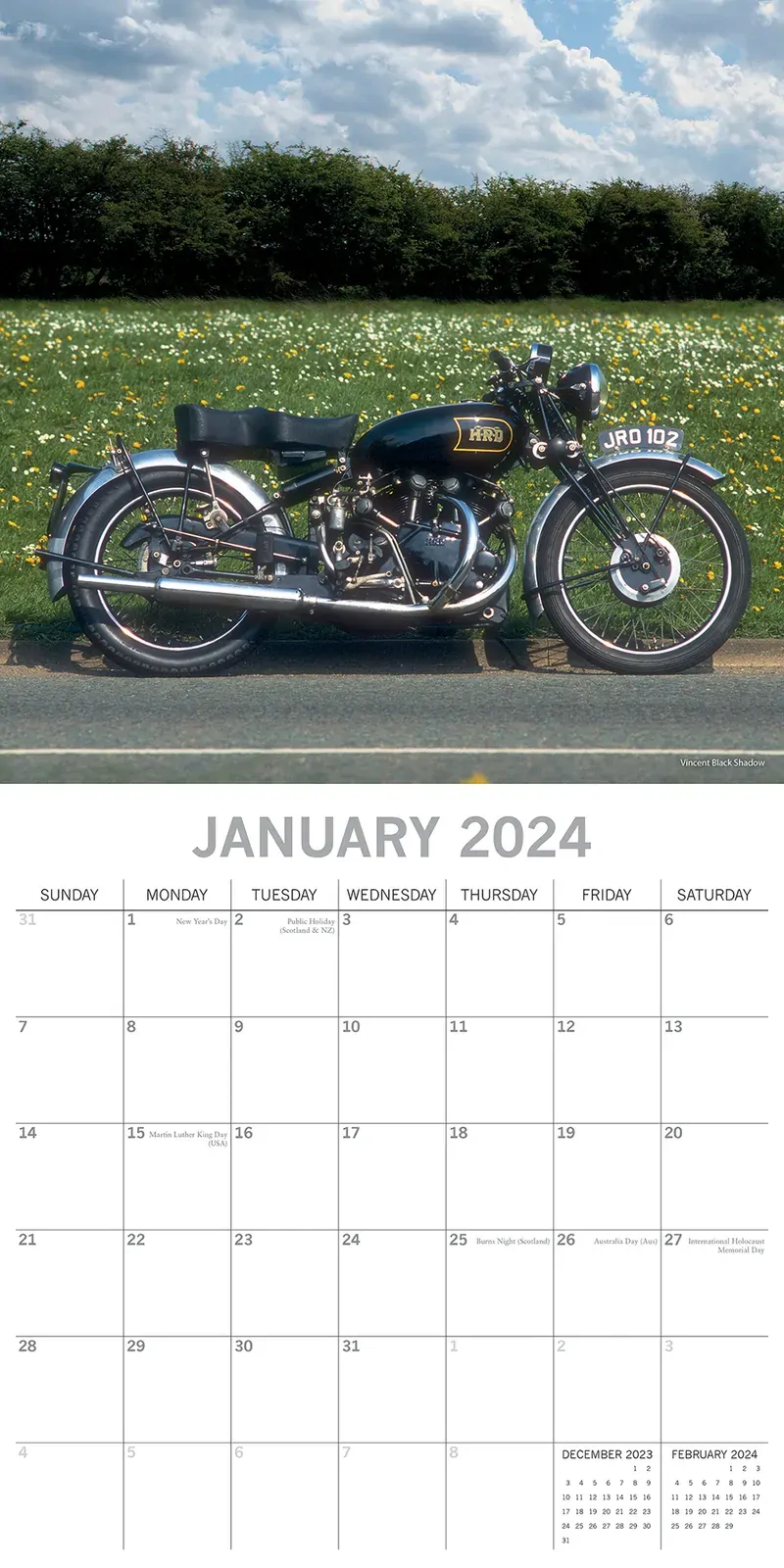 Classic Bikes 2024 Square Wall Calendar 16 Month Planner Christmas New Year Gift Price