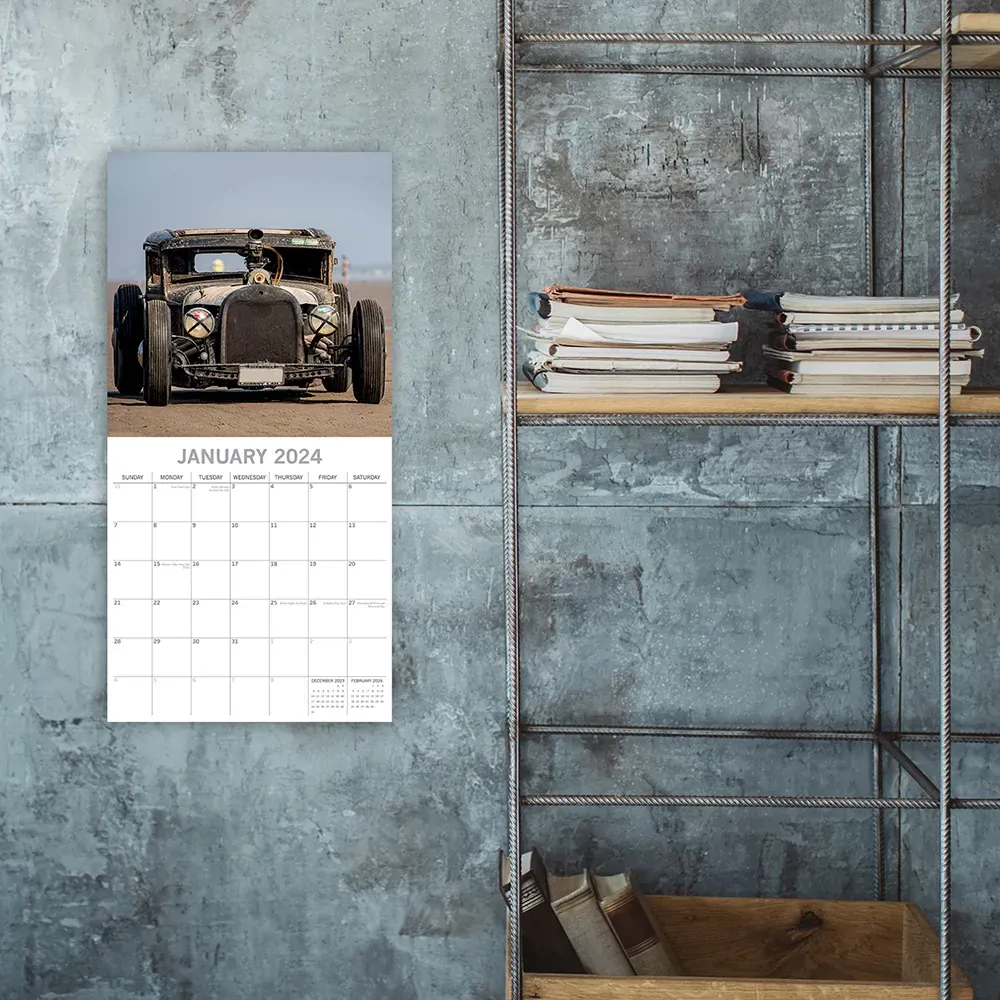 Custom Cars - 2024 Square Wall Calendar 16 Month Planner Christmas New Year Gift Price