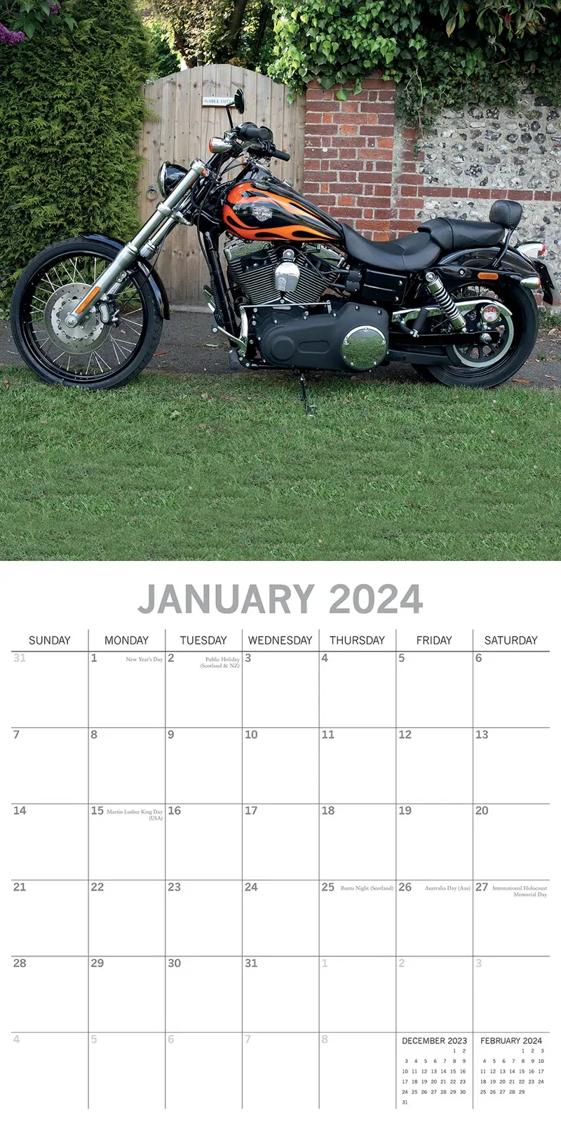 Harleys - 2024 Square Wall Calendar 16 Months Premium Planner Xmas New Year Gift Price