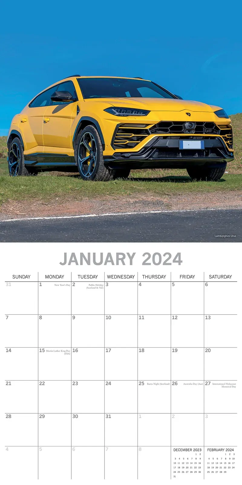Lamborghini - 2024 Square Wall Calendar 16 Month Planner Christmas New Year Gift Price