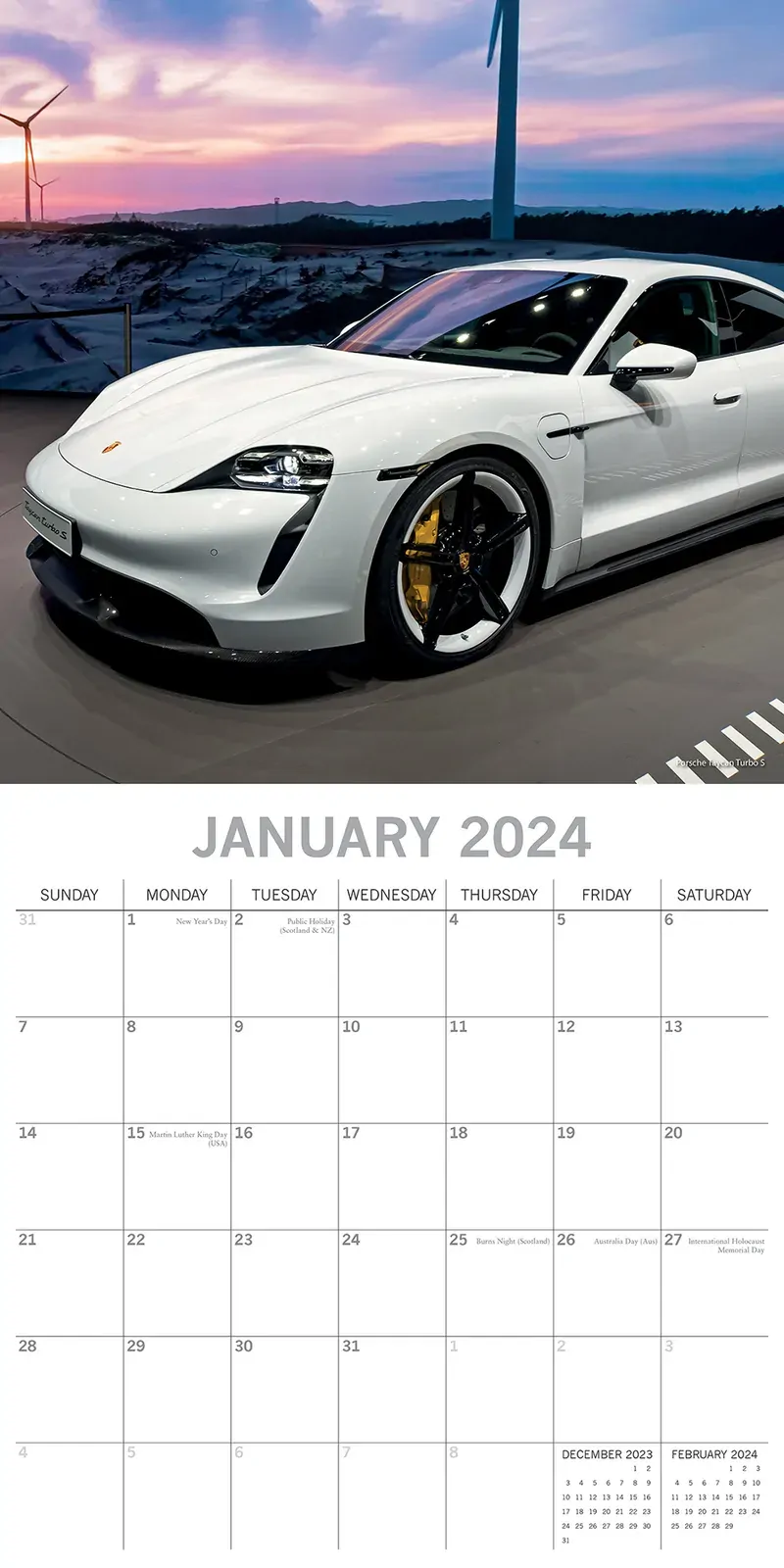 Porsche - 2024 Square Wall Calendar 16 Months Premium Planner Xmas New Year Gift Price