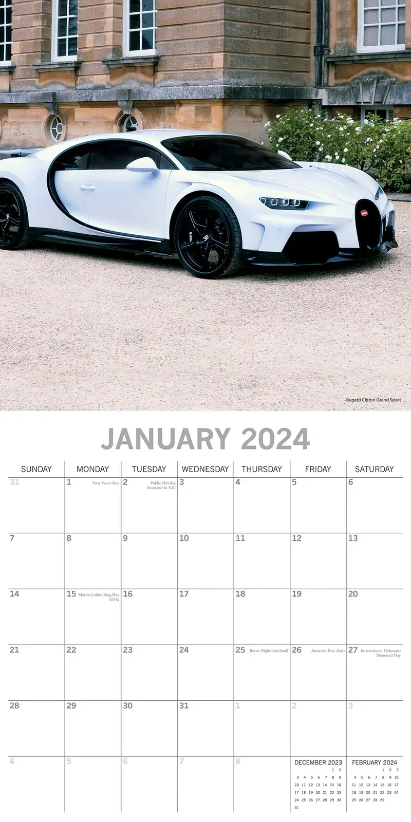 Super Cars - 2024 Square Wall Calendar 16 Months Planner Christmas New Year Gift Price