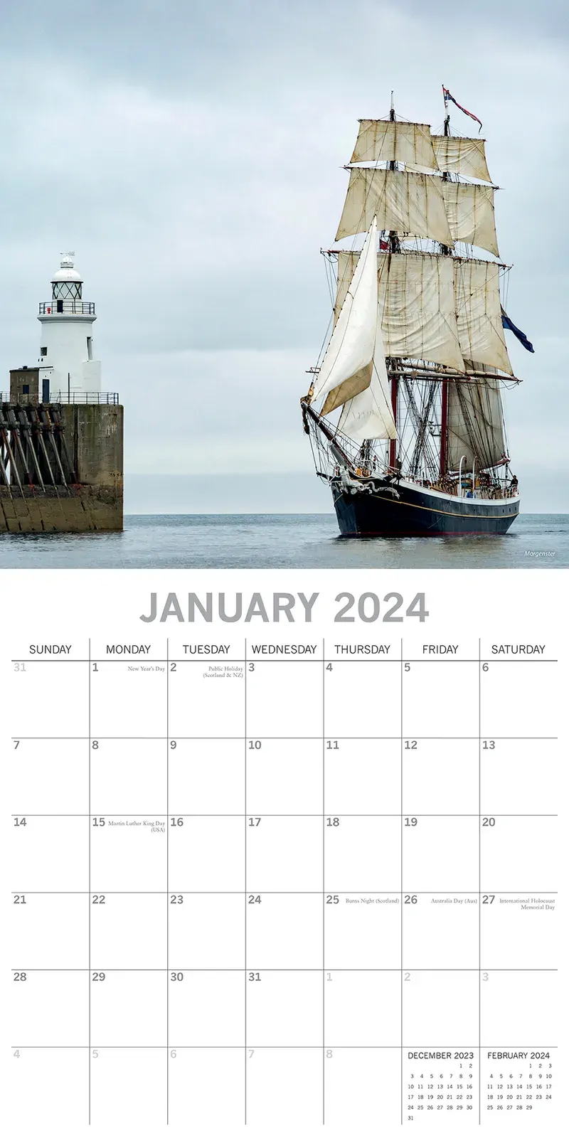 Tall Ships - 2024 Square Wall Calendar 16 Months Planner Christmas New Year Gift Price