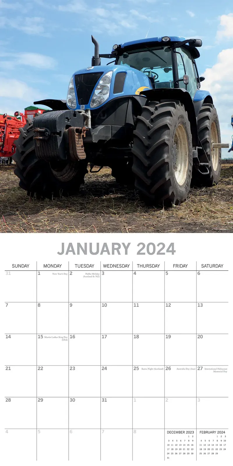 Tractors - 2024 Square Wall Calendar 16 Month Premium Planner Xmas New Year Gift Price