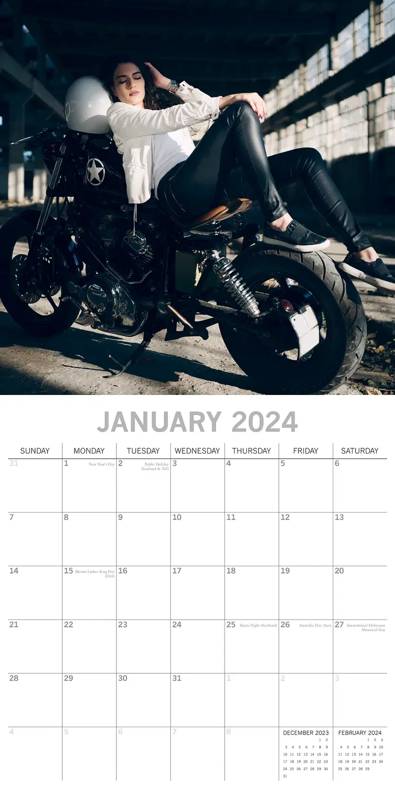 Biker Babes - 2024 Square Wall Calendar 16 Month Planner Christmas New Year Gift Price