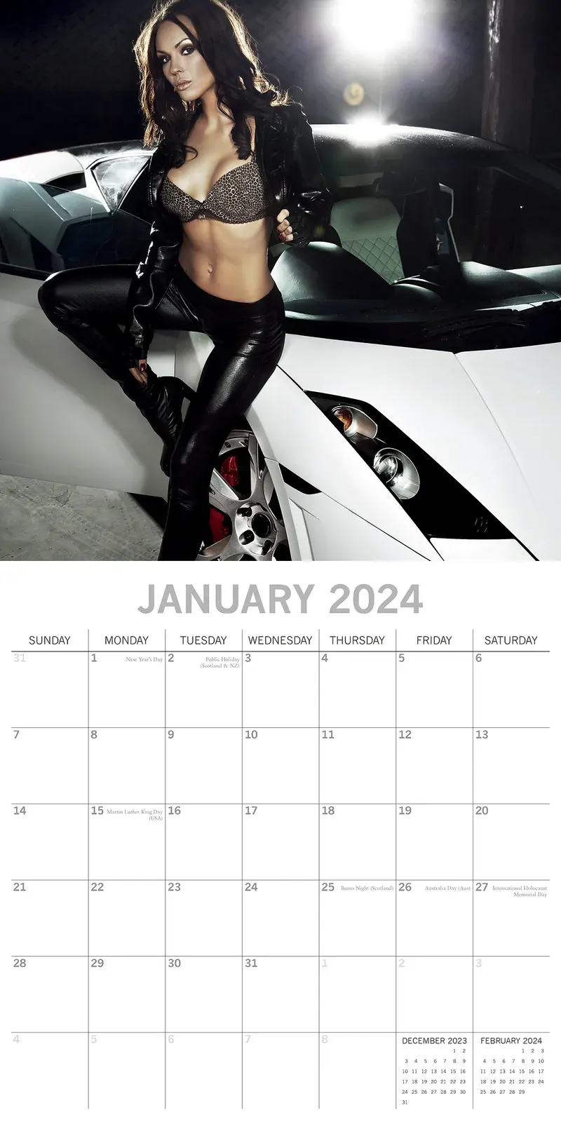 Girls & Cars 2024 Square Wall Calendar 16 Months Planner Christmas New Year Gift Price