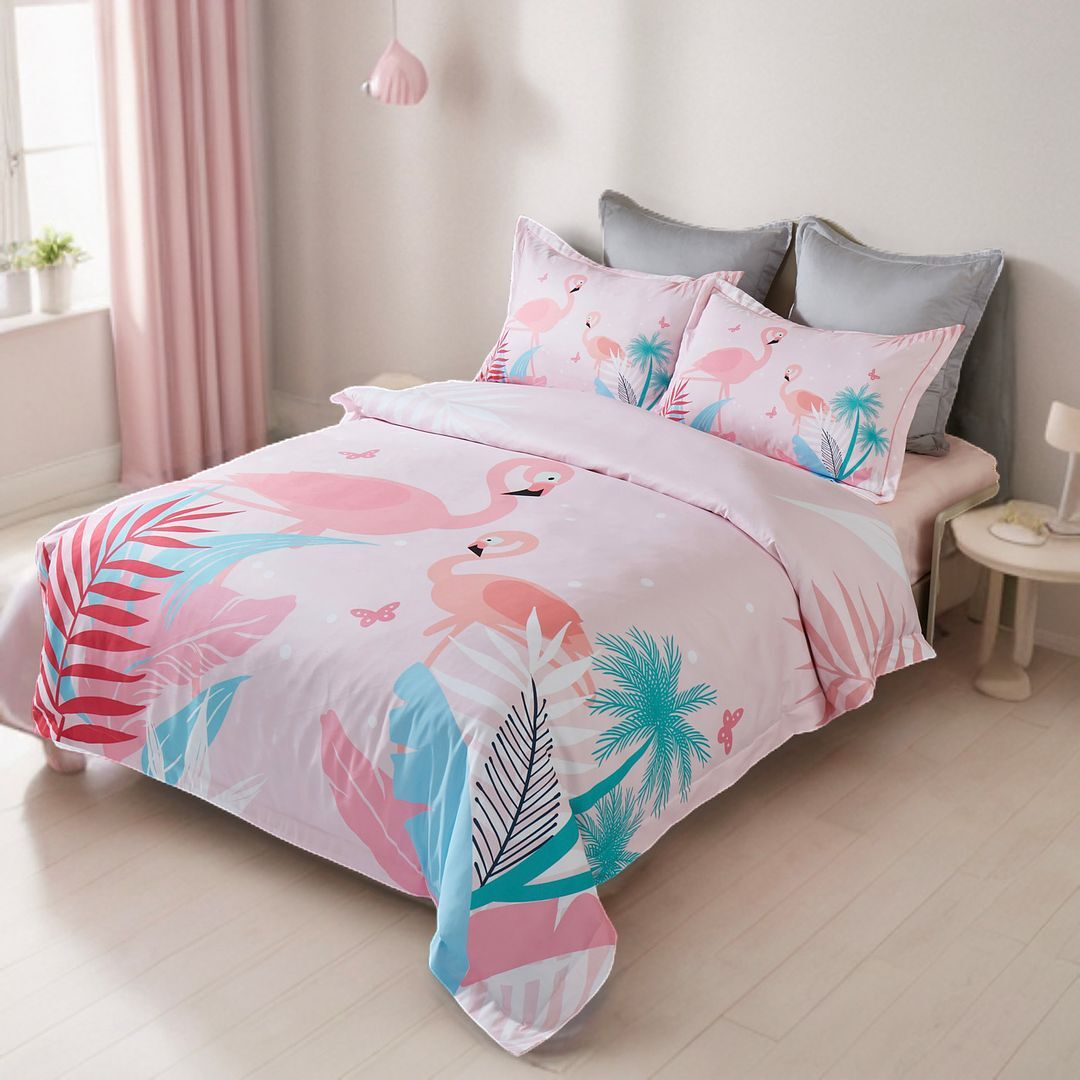 Flamingo Kids Quilt Cover Set - Double Size Price