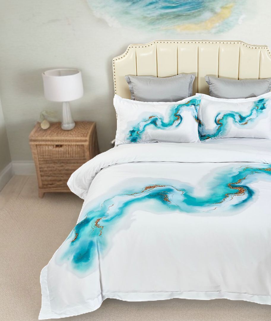 Ocean Marble Quilt Cover Set - Super King Size Price