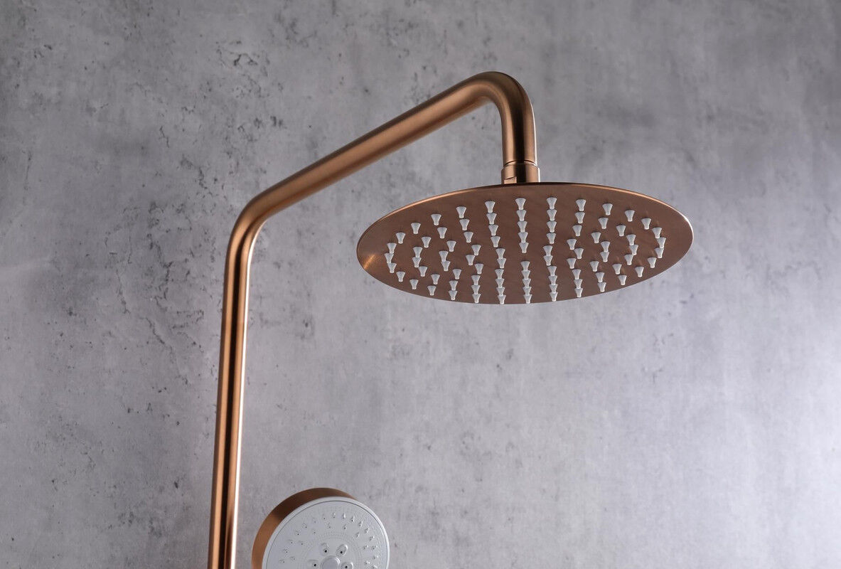 2023 Brushed Rose Gold Copper Solid Stainless Steel 304 made shower set w diverter 200 mm head sprayer hand held head Price