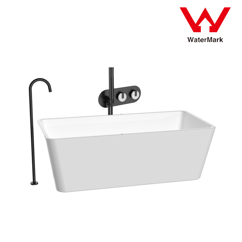 2021 New Marble Stone handle matte black wall taps 1/4 turn matte black pattern Price