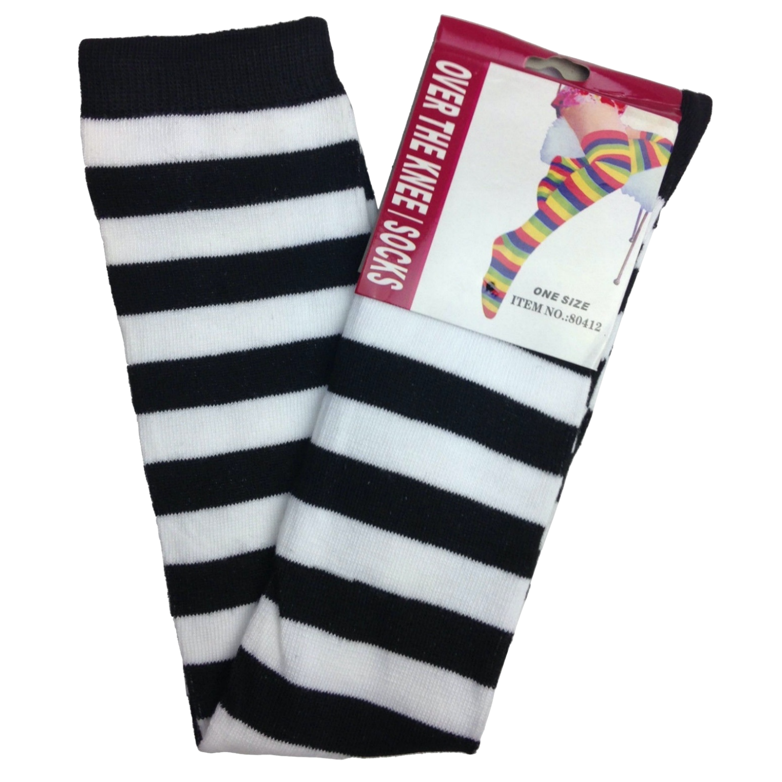 2pc Set Over The Knee Socks Striped Black White Yellow High Thigh Long Stocking Price