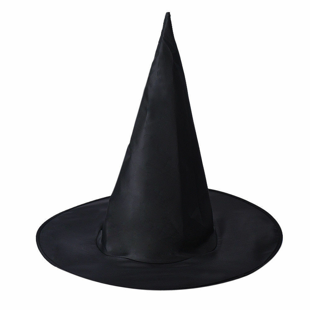 WITCH HAT Plain Black Halloween Costume Fancy Dress Womens Accessory Wizard Price