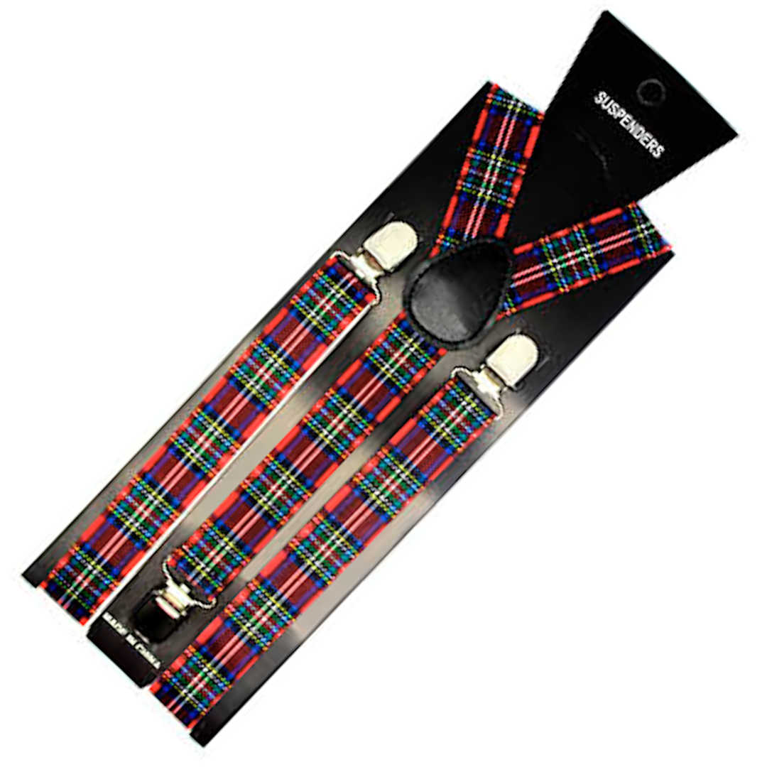 2x Mens Suspenders Braces Adjustable Strong Clip On Elastic Formal Wedding Slim - Tartan 1 Price