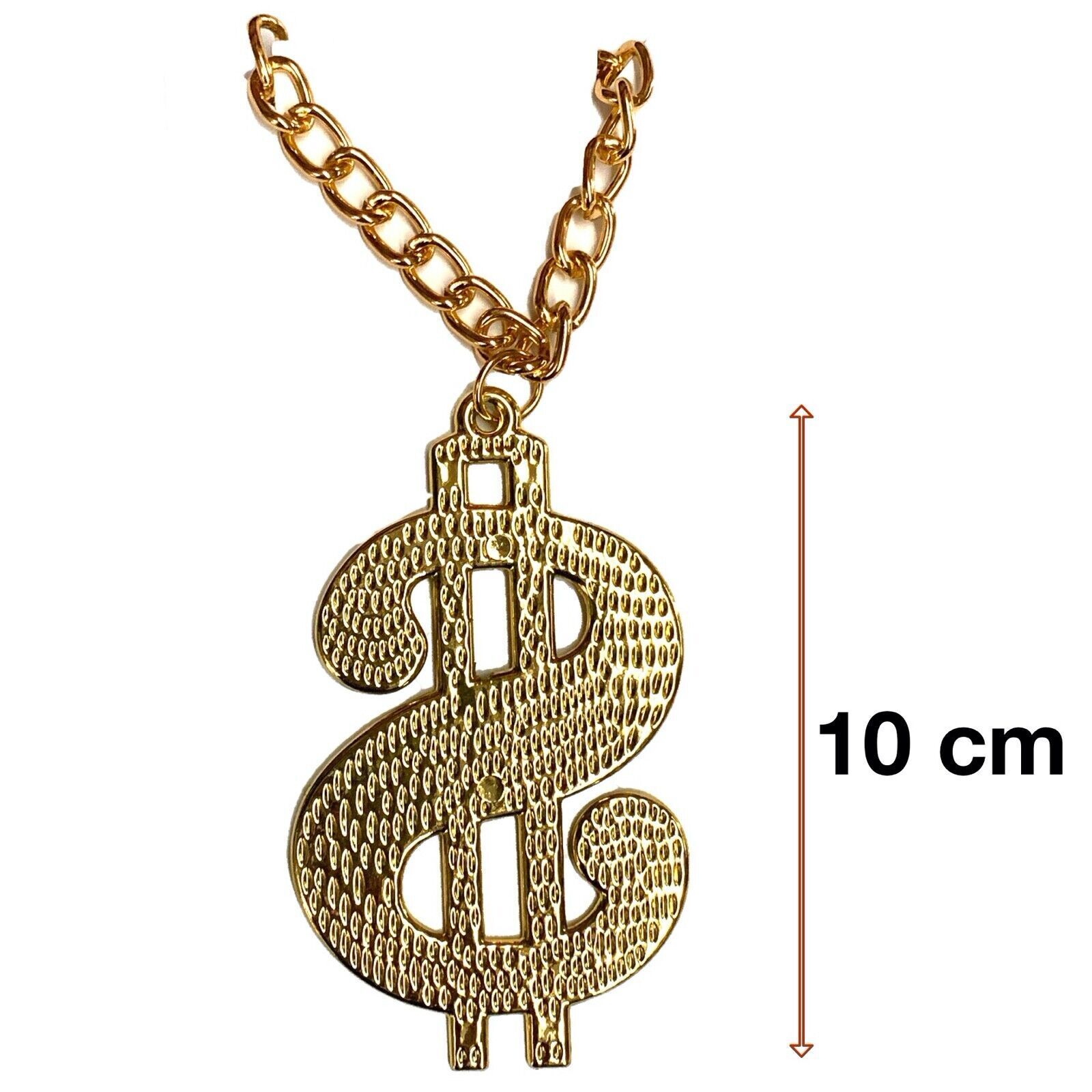 10cm Big Daddy Gold Chain Chunky Necklace Rapper 90s Hip Hop Fake $ Dollar Sign Price