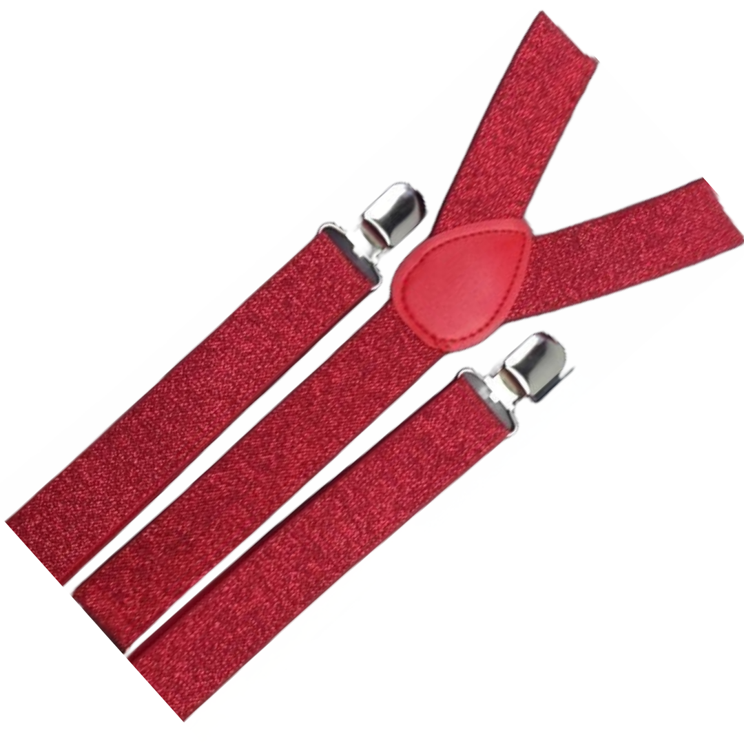 3x Mens Suspenders Braces Adjustable Strong Clip On Elastic Formal Wedding Slim - Red (Glitter) Price