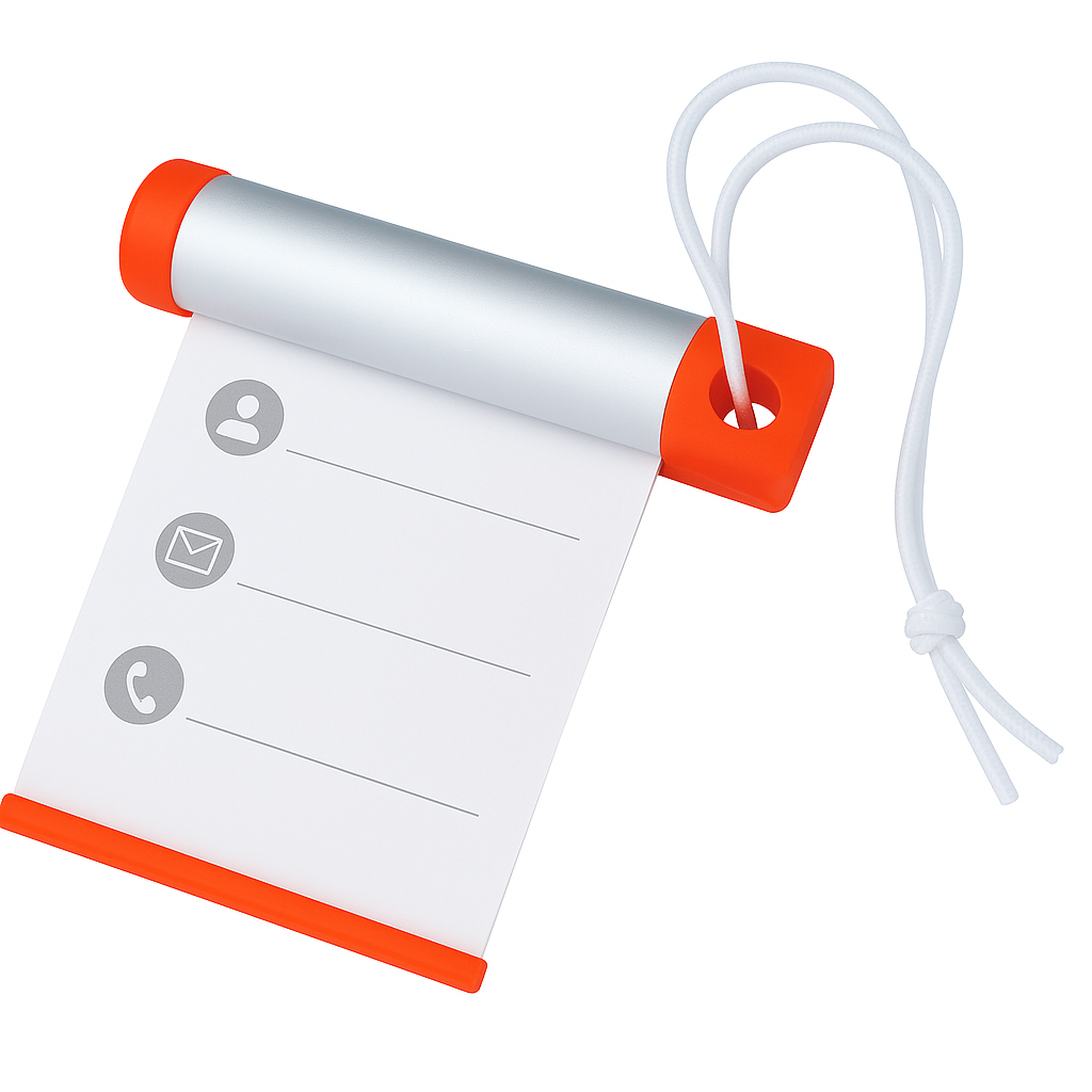 6x Funky Luggage Cylinder Tag Rollout Label for Address Details - Silver/Orange Price
