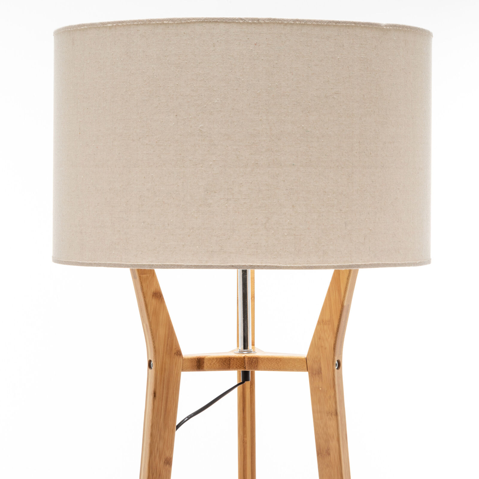 168cm Large Bamboo Wooden Tripod Floor Lamp Light Modern Linen Shade w Shelves Price