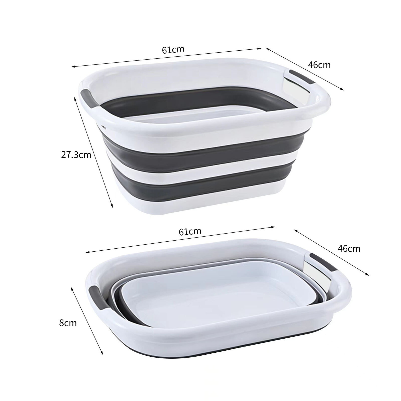 40L Collapsible Laundry Basket Washing Clothes w/Handles Bin Foldable - Grey/White Price
