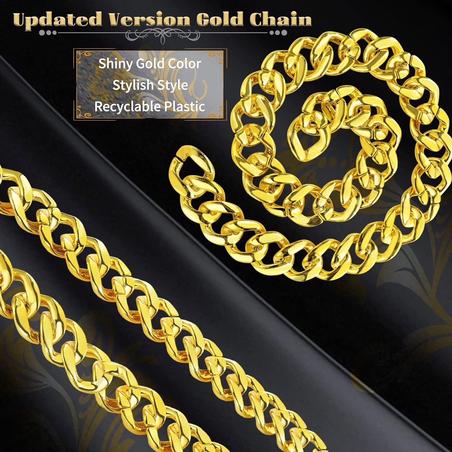 Adjustable Big Links Plastic Gold Color Chain Necklace Chunky Choker Party Costume Pimp Price
