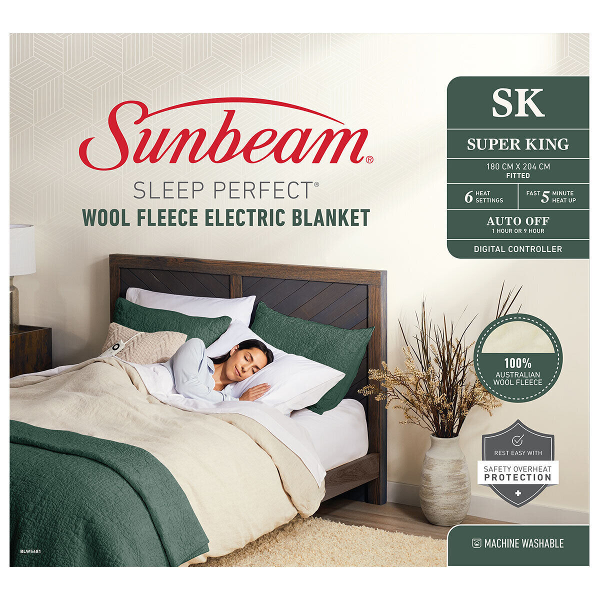 Sunbeam Sleep Perfect Super King Bed Wool Fleece Heated Blanket Price