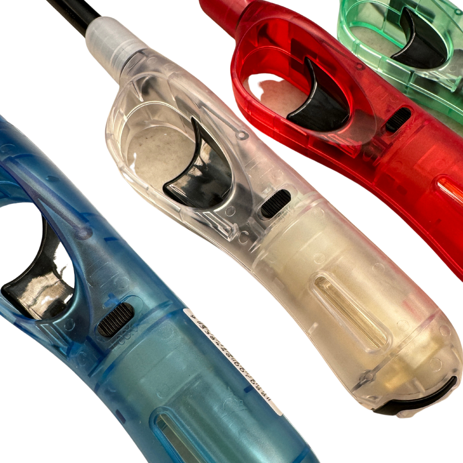 1x Clear Long Gas Lighter for BBQ Kitchen Cigarette w/ Safety Lock - Assorted Colours Price