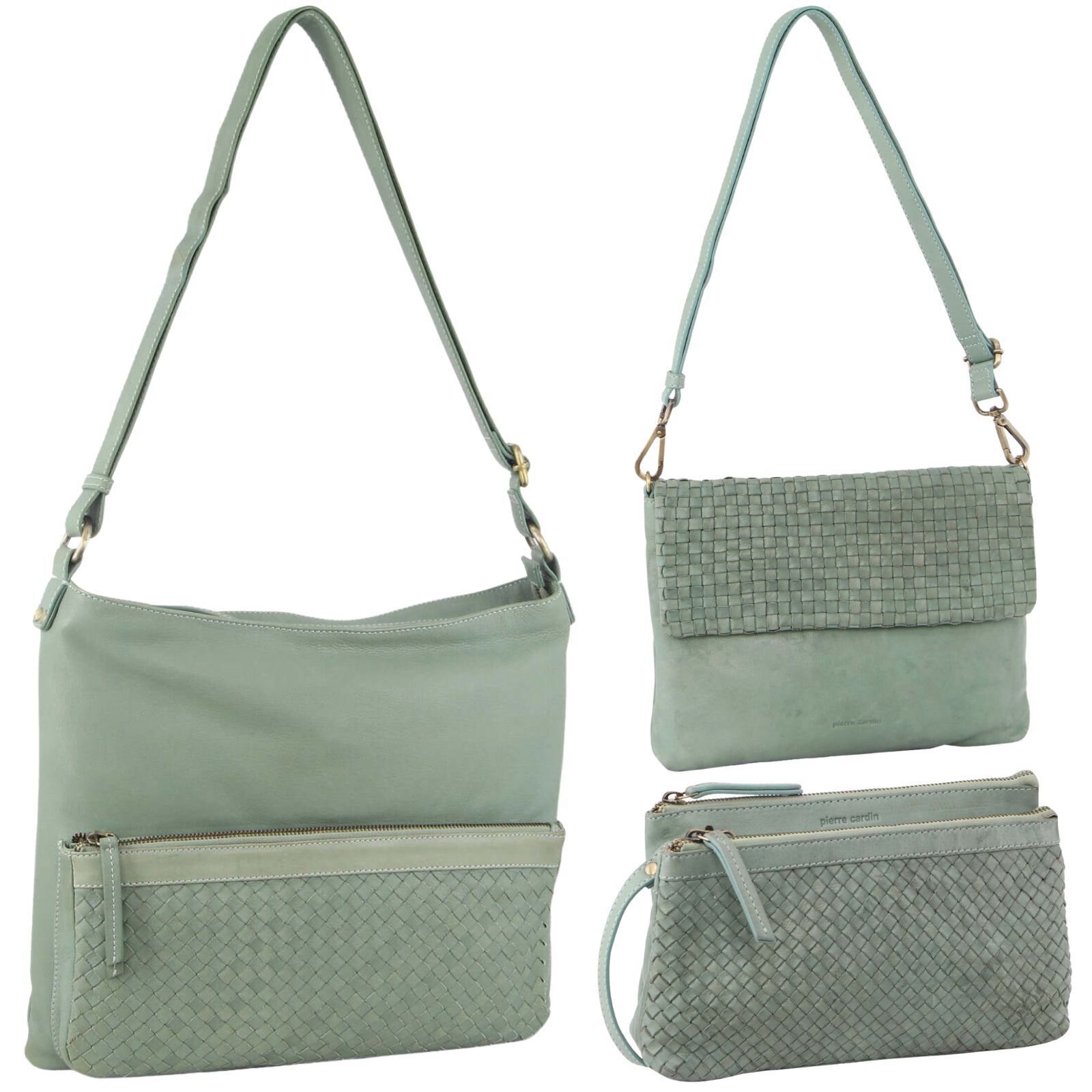 3-Piece Set Pierre Cardin Womens Woven Cross-Body Bag - Mint Green Price