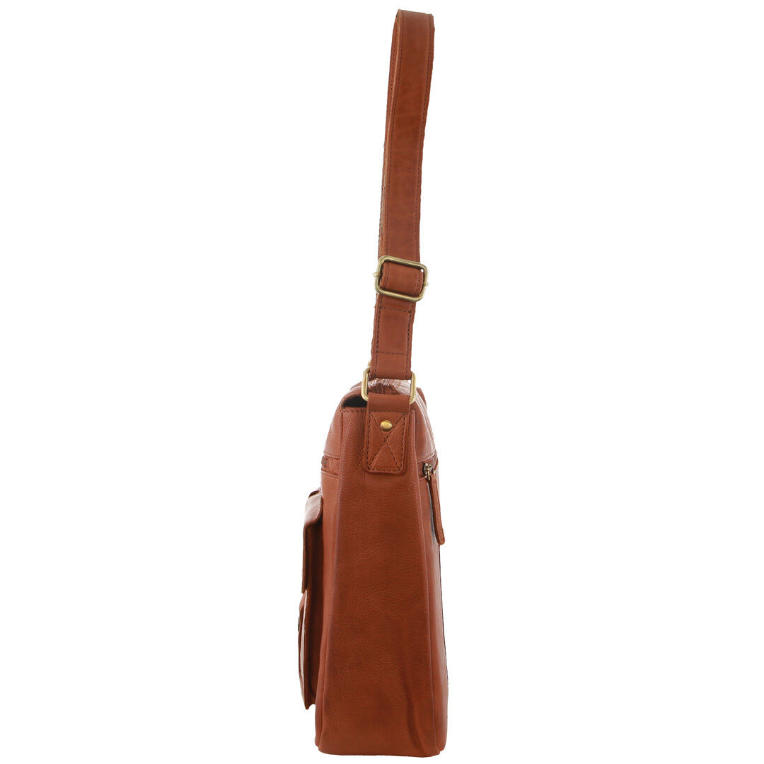 Pierre Cardin Leather Briefcase Bag Tote Laptop Rustic Satchel Travel - Cognac Price