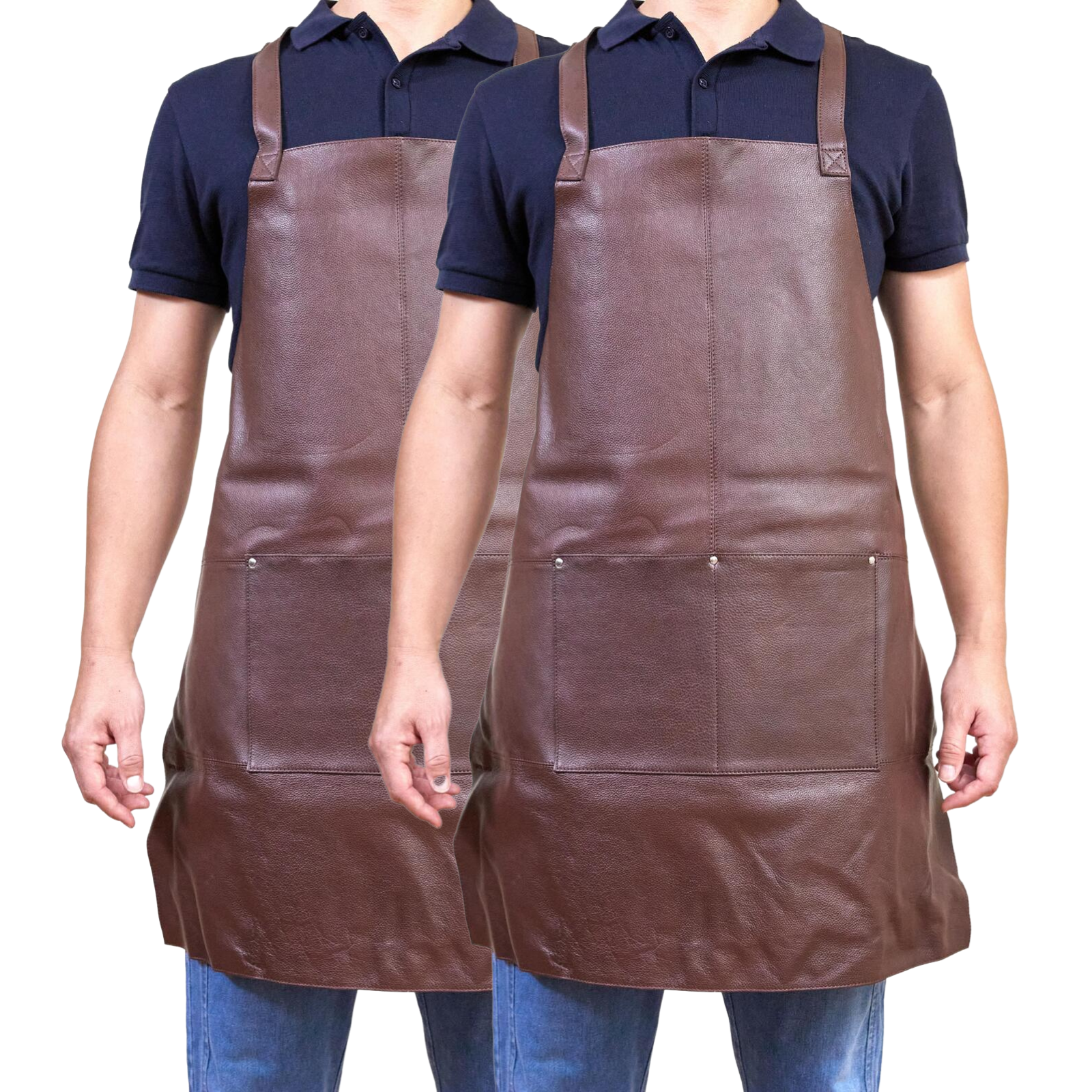 2x Pierre Cardin Professional Leather Apron Butcher Woodwork Barber Chef - Brown Price