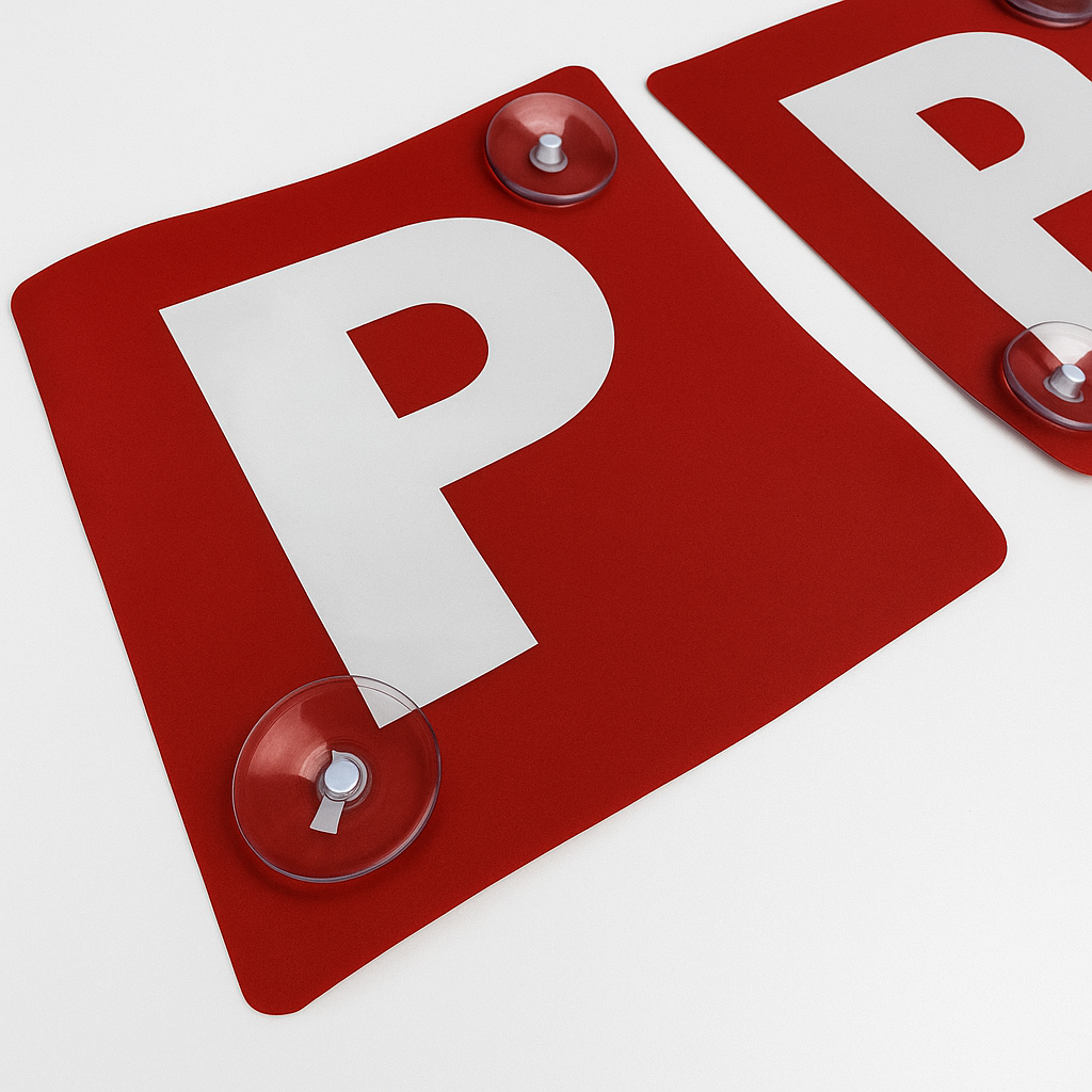 2x RED P PLATES Stay-Put Suction Disks Probationary Car Window Signs NSW Price