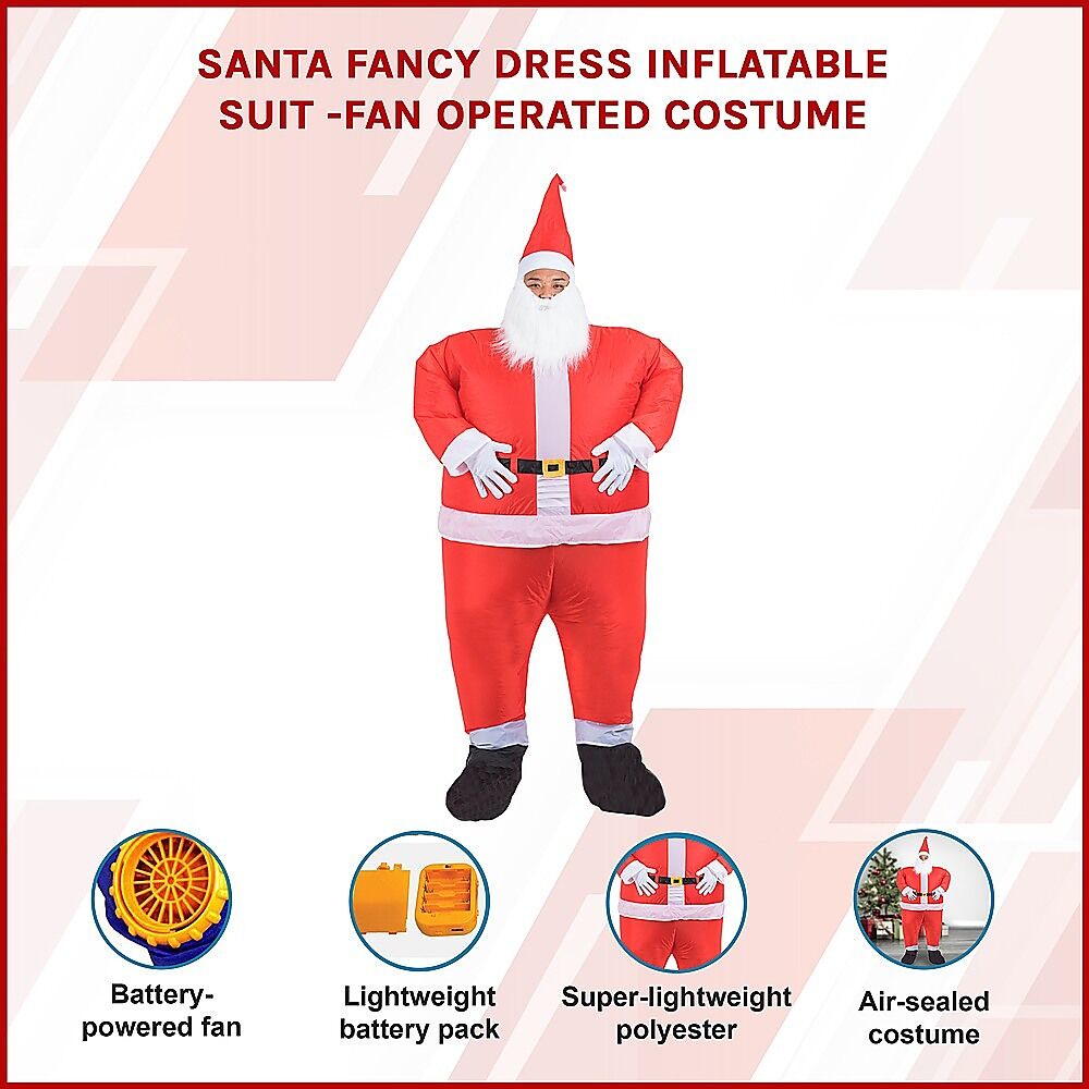 SANTA Fancy Dress Inflatable Suit -Fan Operated Costume Price