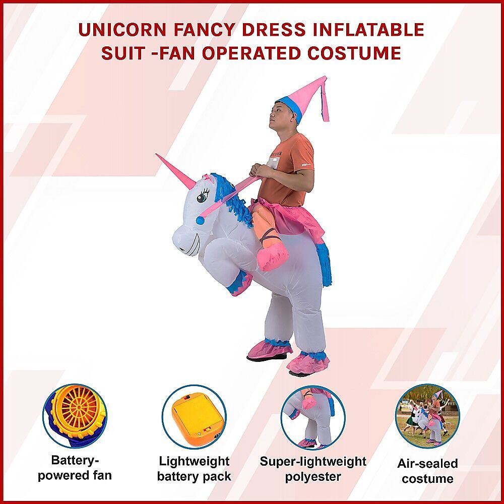 UNICORN Fancy Dress Inflatable Suit -Fan Operated Costume Price