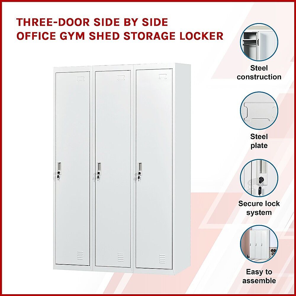 Three-Door Side by Side Office Gym Shed Storage Locker Price