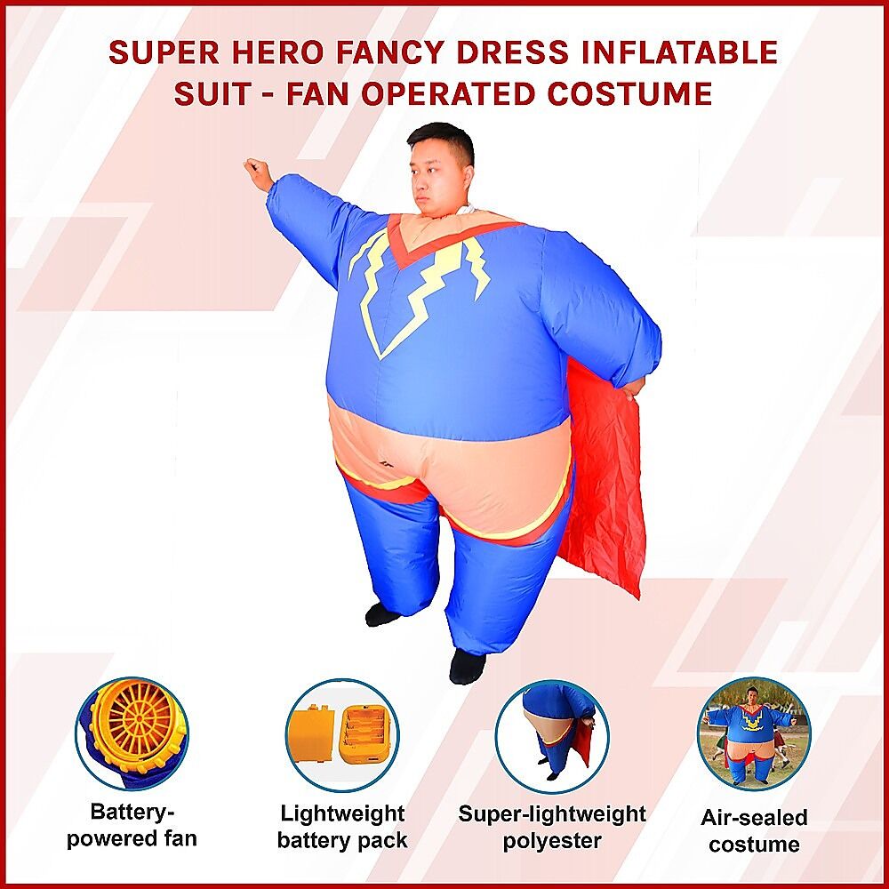 Super Hero Fancy Dress Inflatable Suit - Fan Operated Costume Price