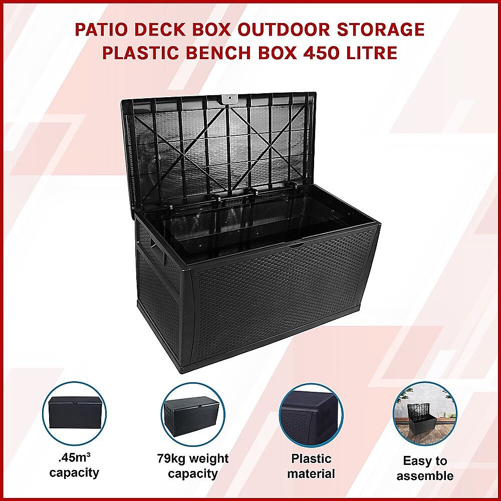 Patio Deck Box Outdoor Storage Plastic Bench Box 450 Litre Price